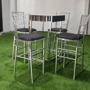 MESA BAR ESPEJO CON SILLA ACRILICAS